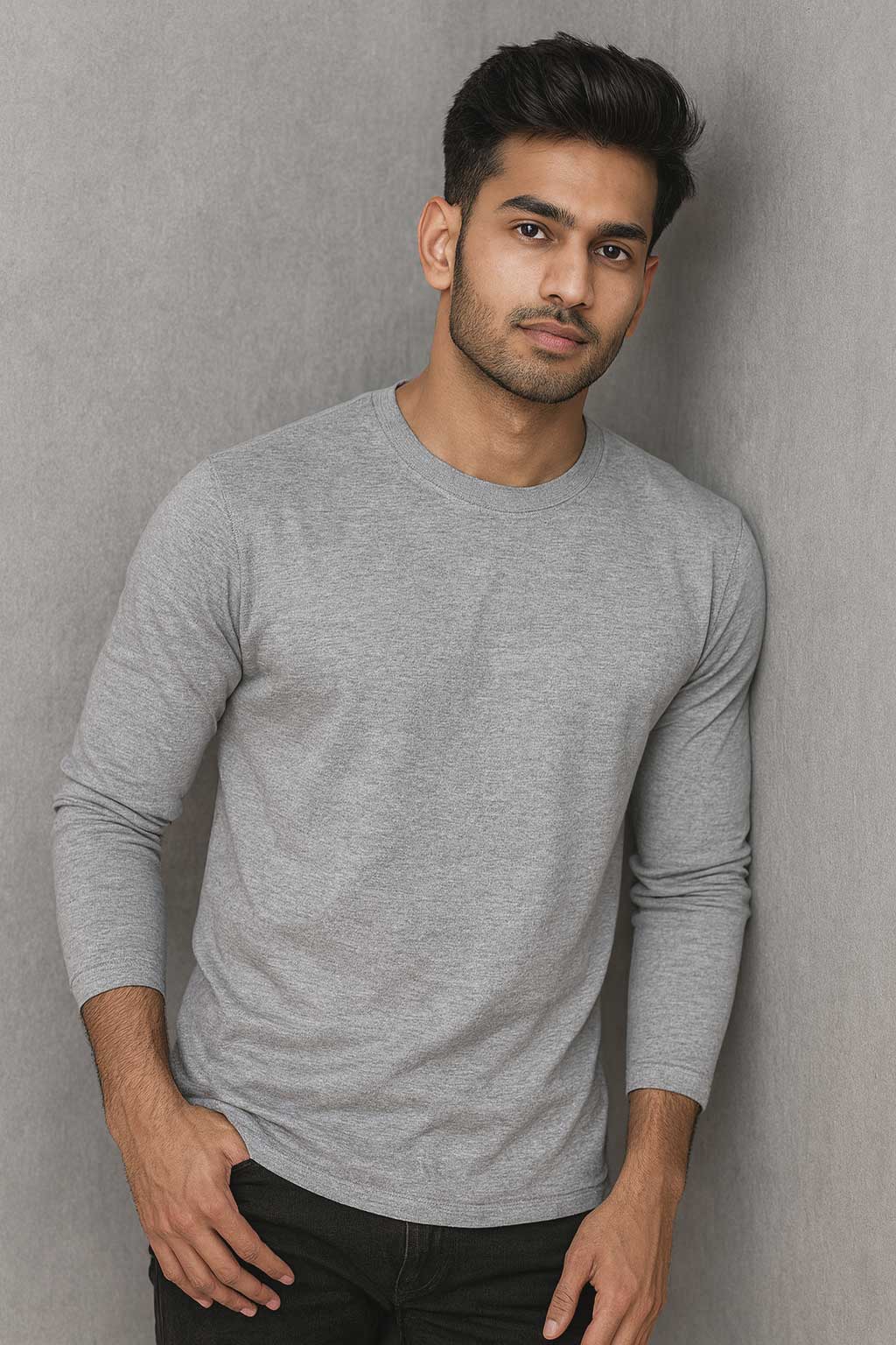 Premium Quality Full Sleeve T-shirt - Ash