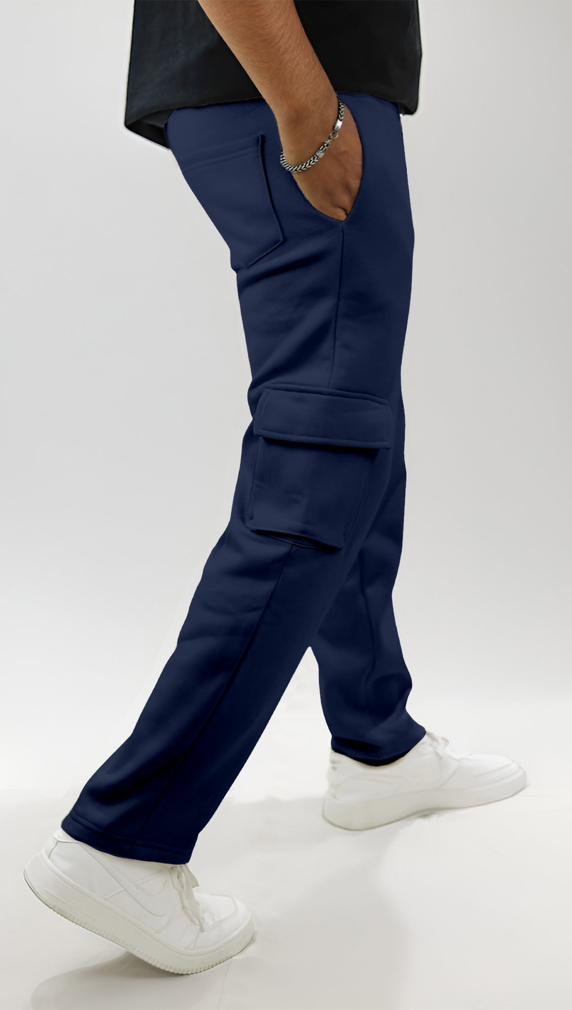 Premium Terry Cotton Baggy Trouser - Navy