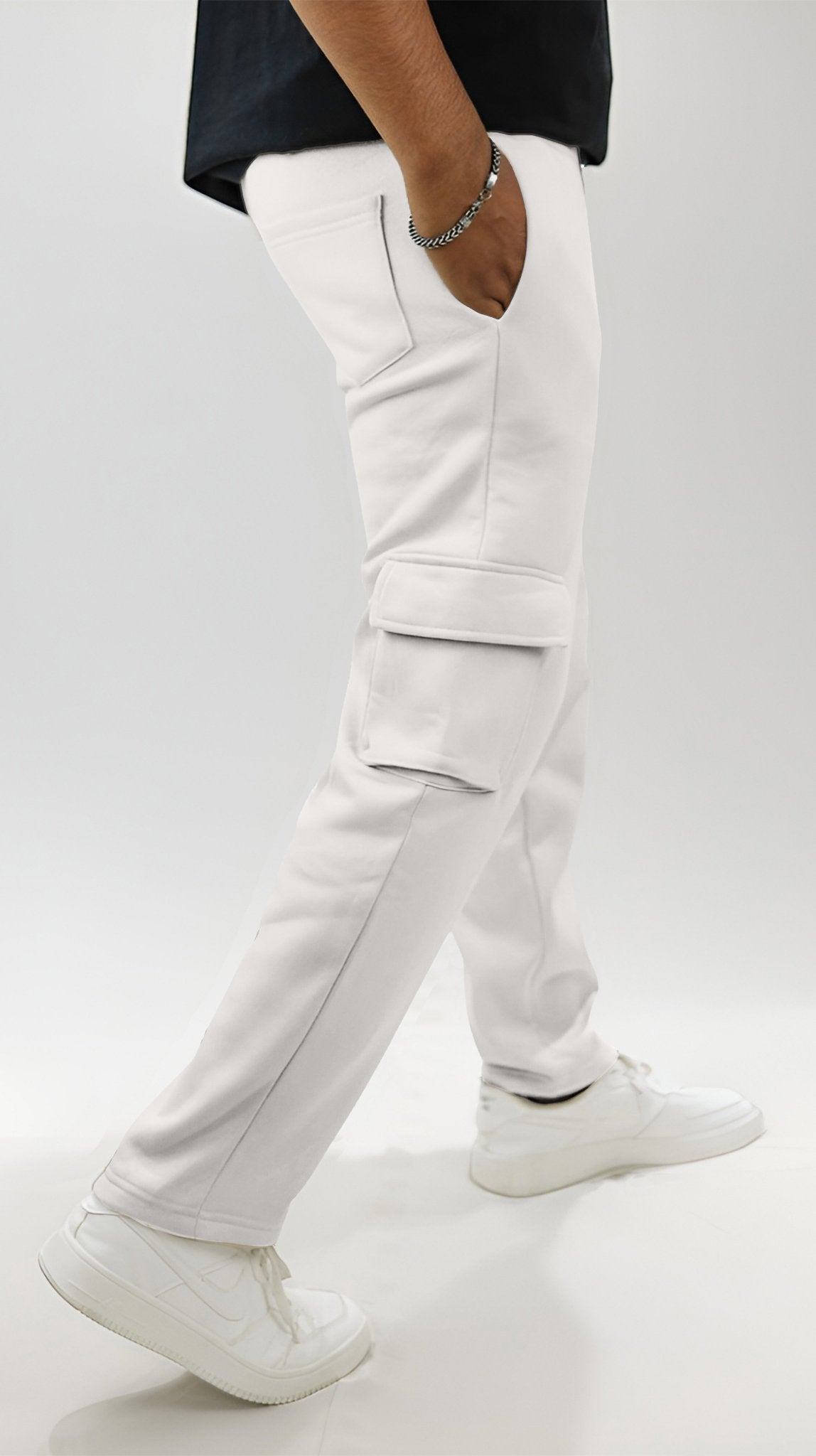 Premium Terry Cotton Baggy Trouser - white