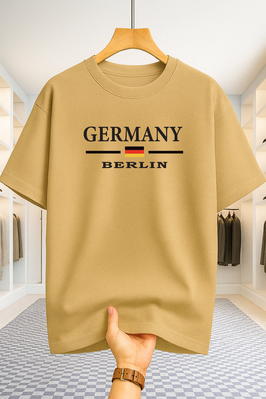 Drop Shoulder T-shirt - Germany - Beige