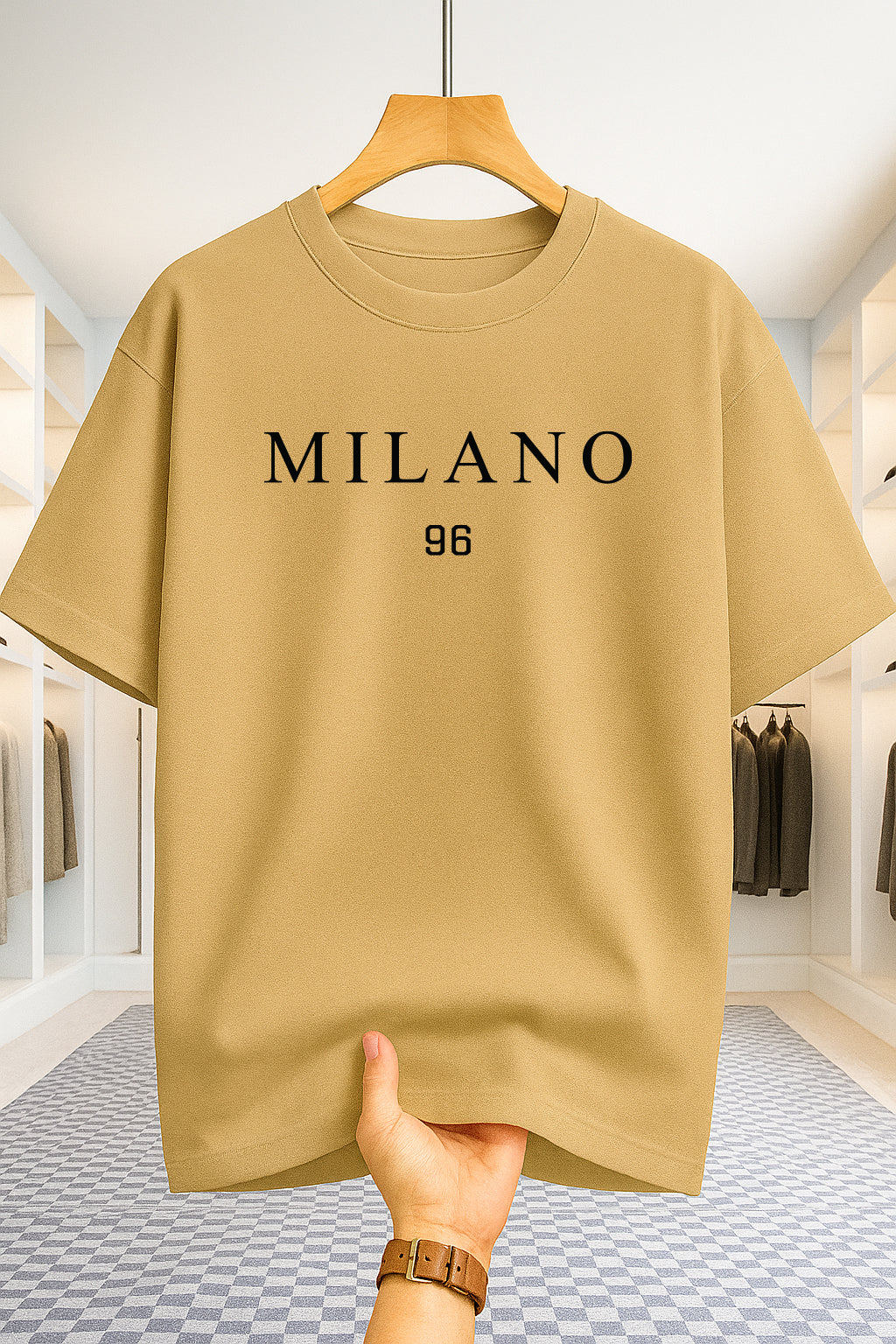 Drop Shoulder T-shirt - Milano 96 - Beige