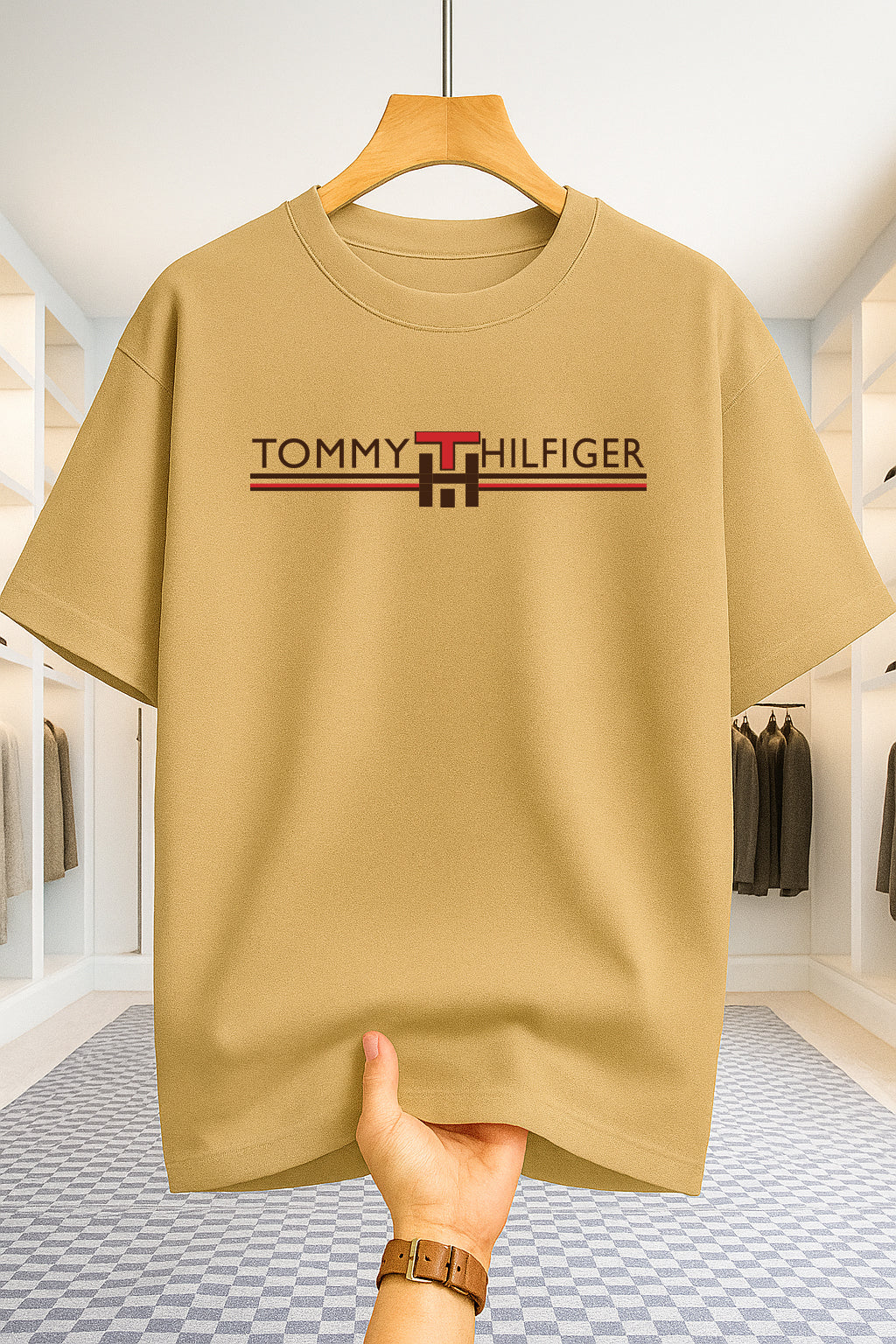 Drop Shoulder T-shirt - Tommy - Beige