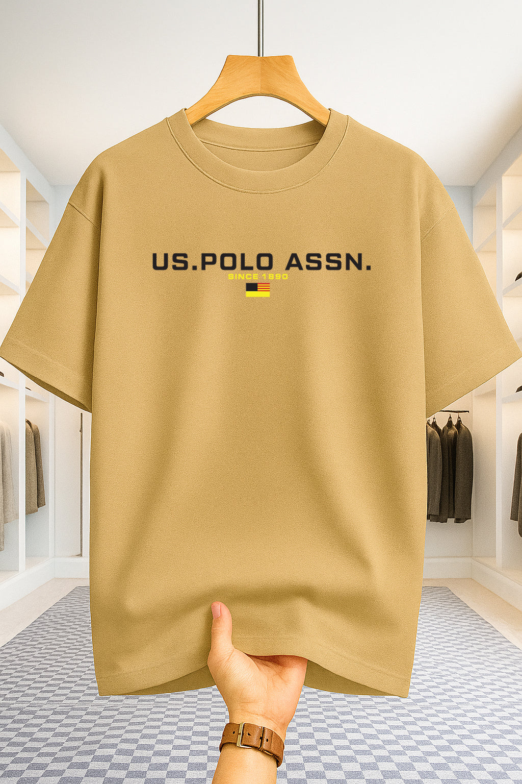 Drop Shoulder T-shirt - US Polo - Beige