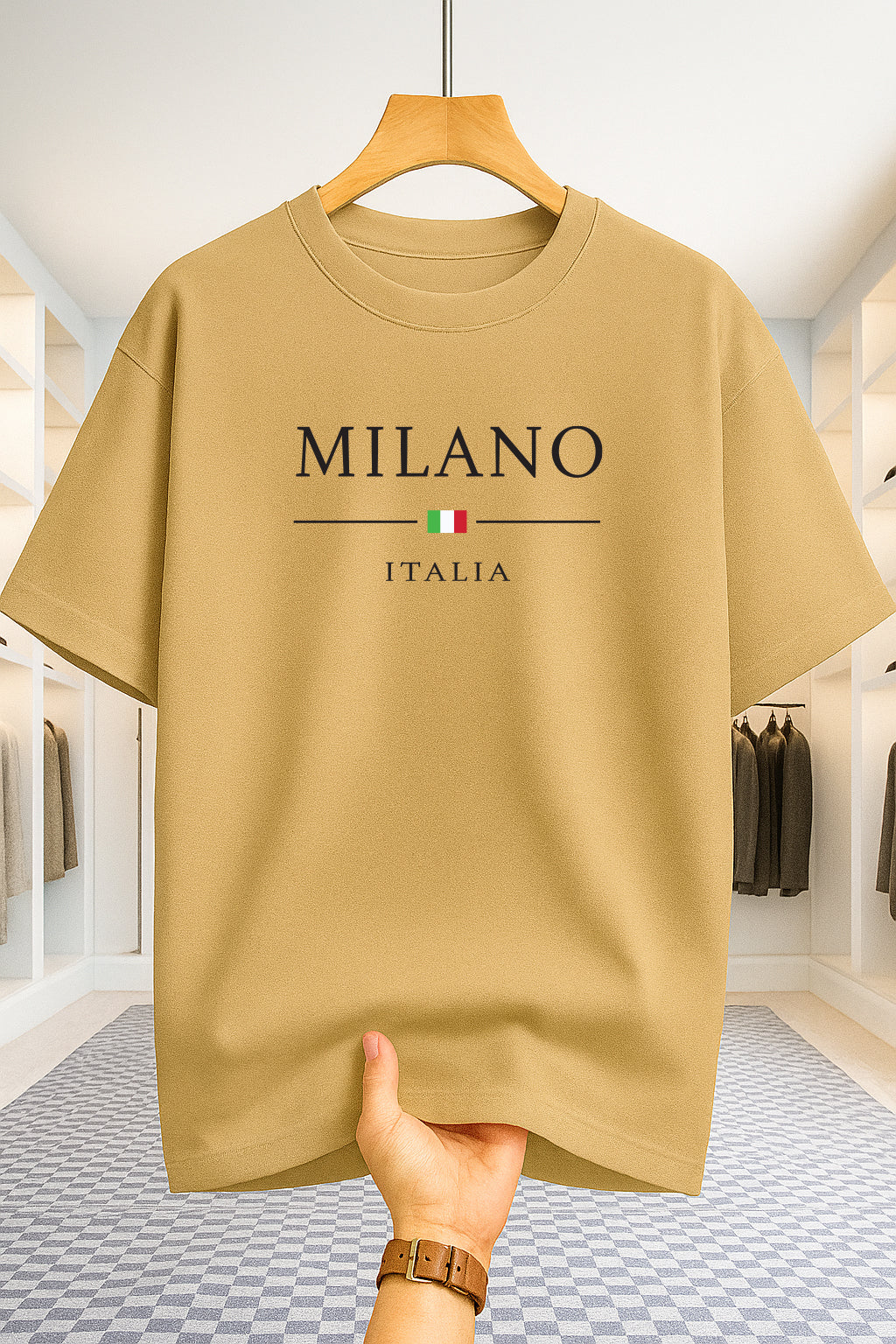 Drop Shoulder T-shirt - Milano Italia - Beige