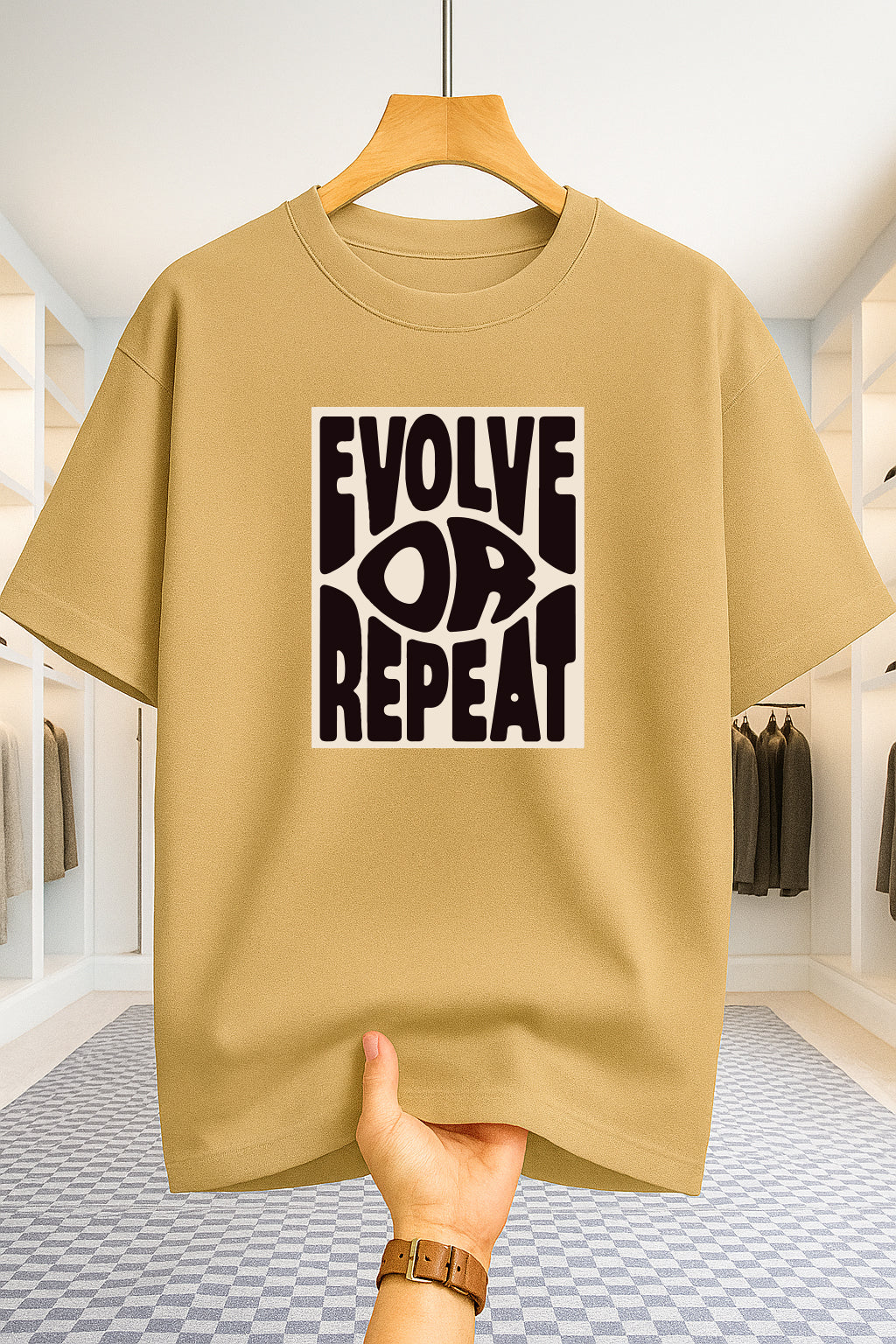 Drop Shoulder T-shirt - Evolve - Beige