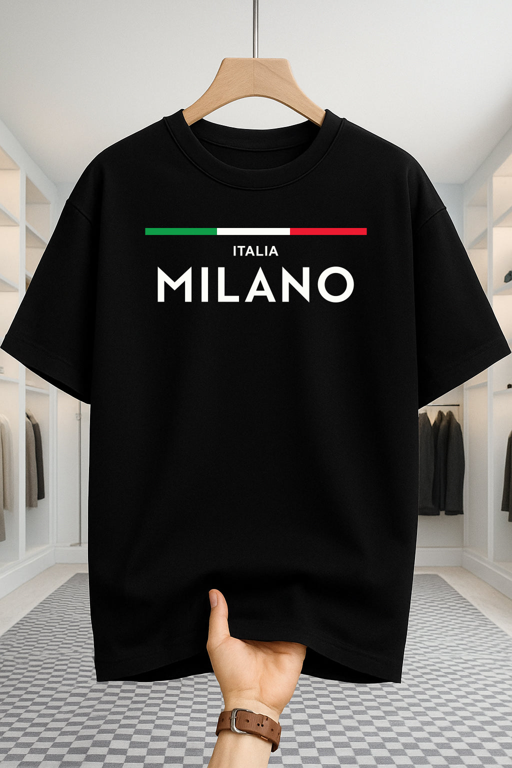 Drop Shoulder T-shirt - Milano Stripe - Black