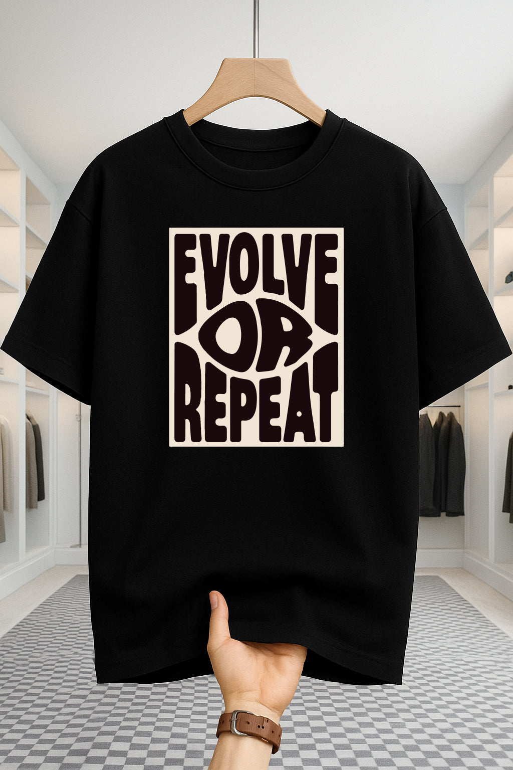 Drop Shoulder T-shirt - Evolve - Black