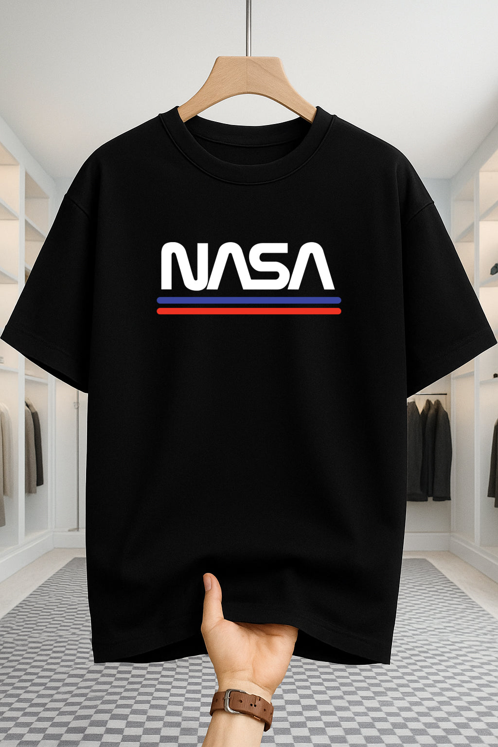 Drop Shoulder T-shirt - Nasa - Black