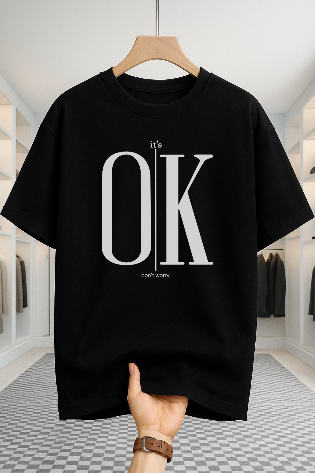 Drop Shoulder T-shirt - OK - Black