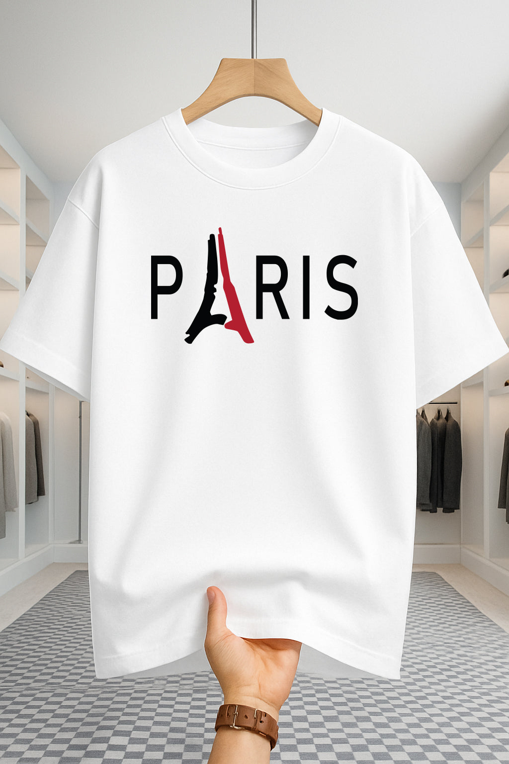 Drop Shoulder T-shirt - Paris 2 - White