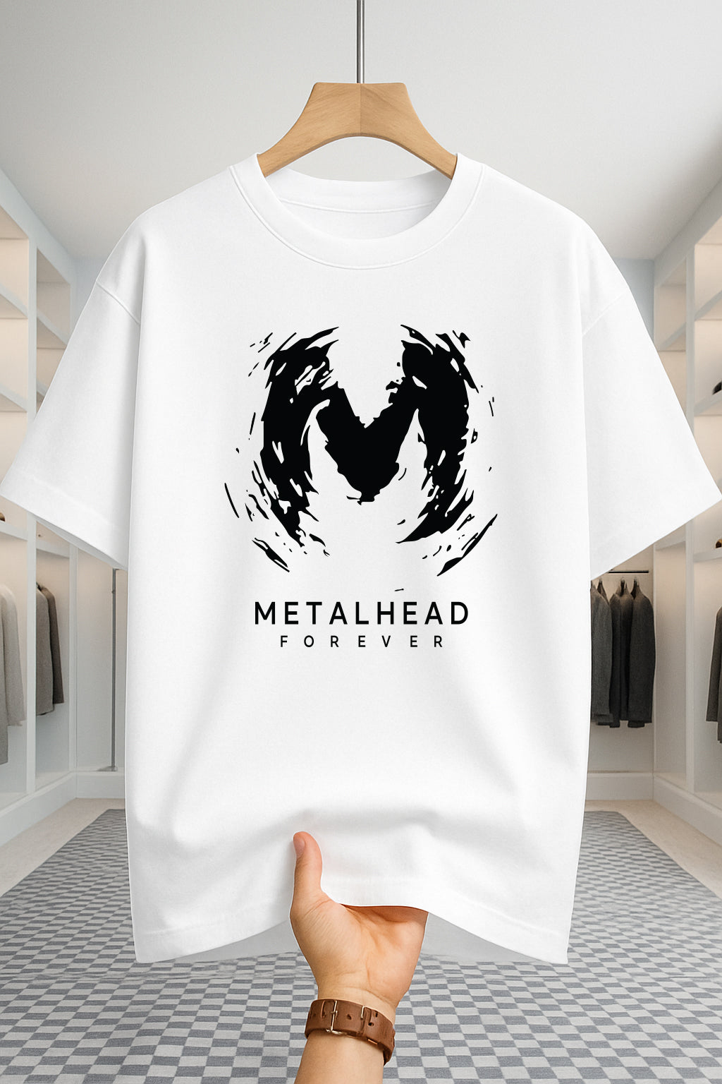 Drop Shoulder T-shirt - Metalhead - White