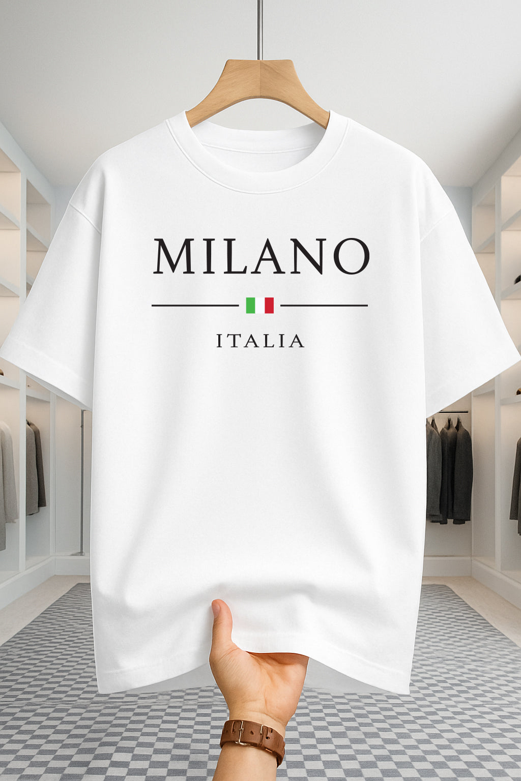 Drop Shoulder T-shirt - Milano Italia - White