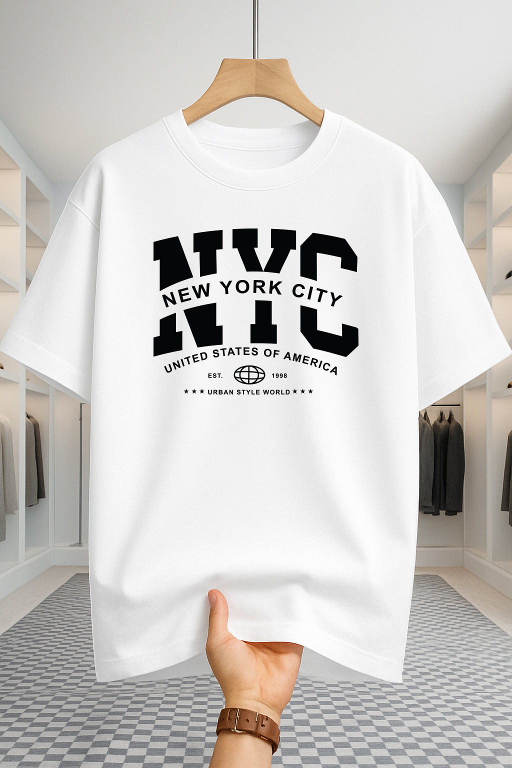 Drop Shoulder T-shirt - NewYork City - White