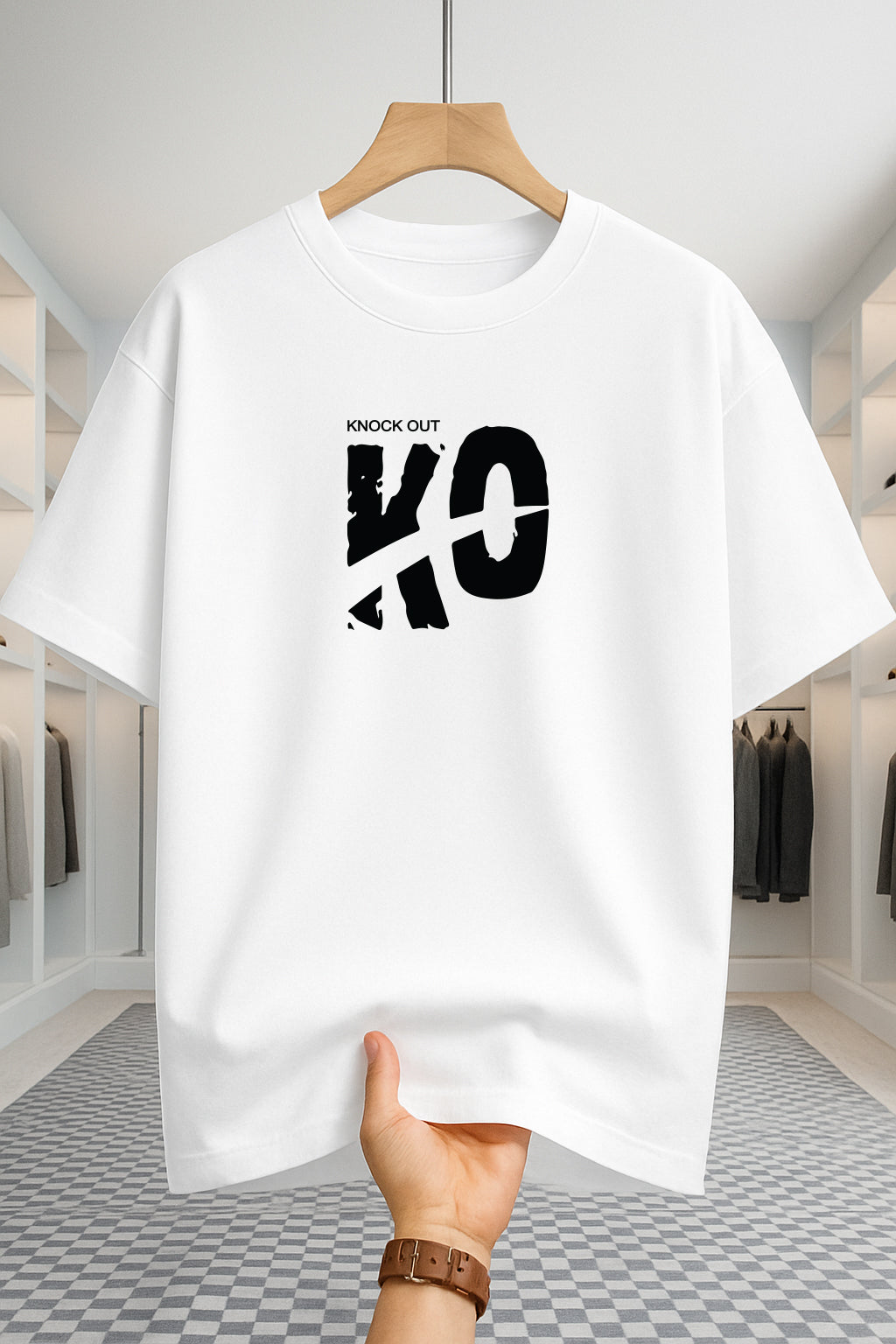 Drop Shoulder T-shirt - Knock Out - White