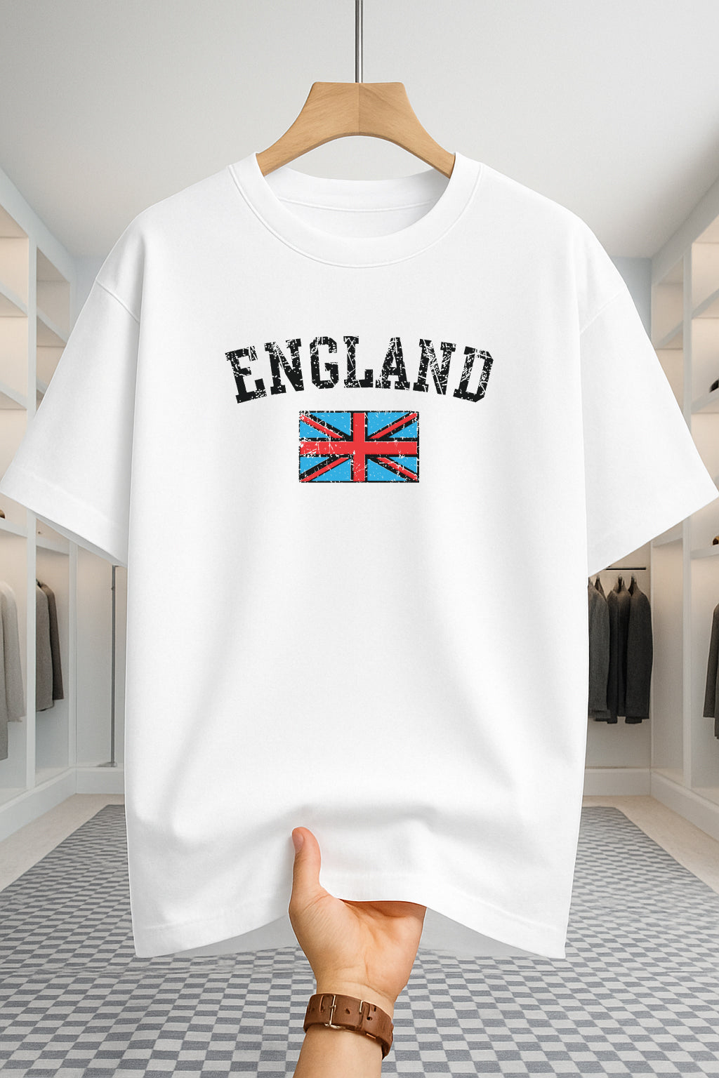 Drop Shoulder T-shirt - England - White