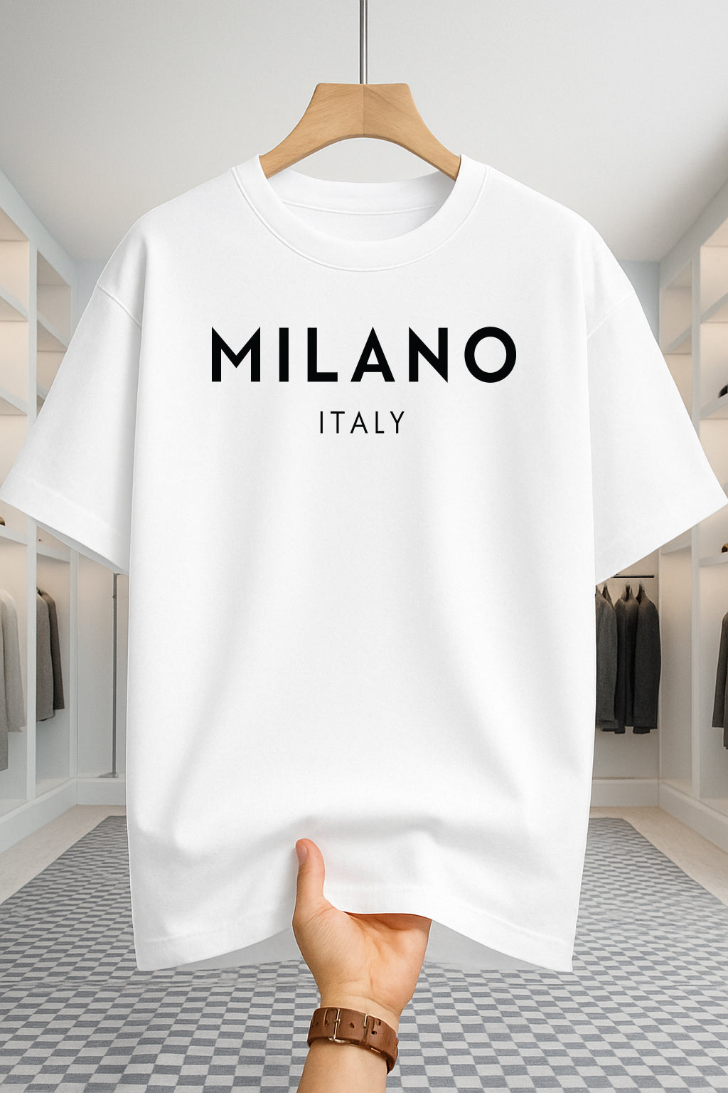 Drop Shoulder T-shirt - Milano Italy - White