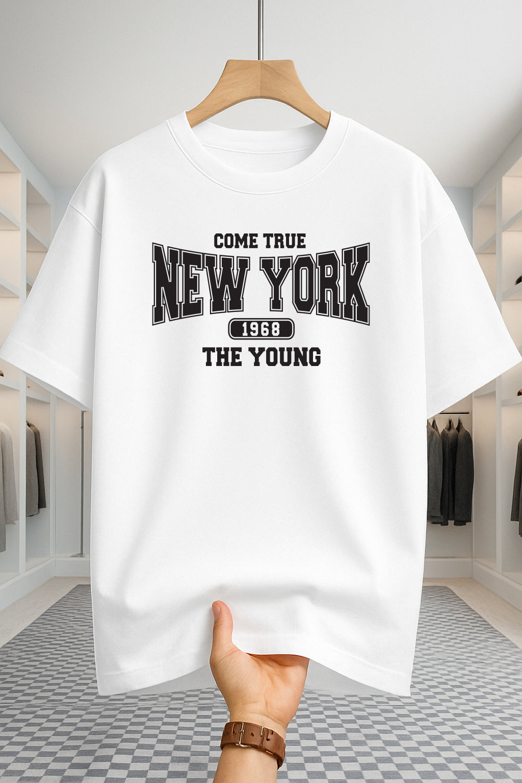 Drop Shoulder T-shirt - NewYork 1968 - White