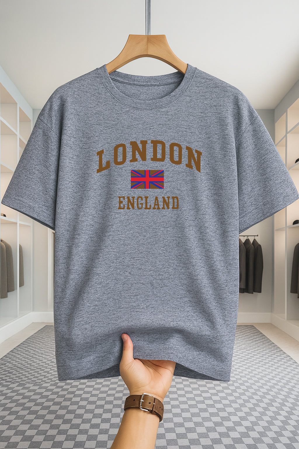 Drop Shoulder T-shirt - London England - Ash