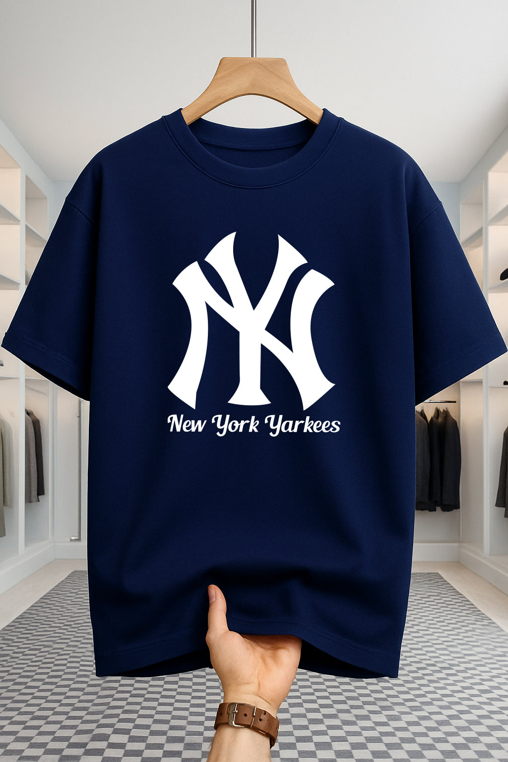 Drop Shoulder T-shirt - NY - Navy Blue