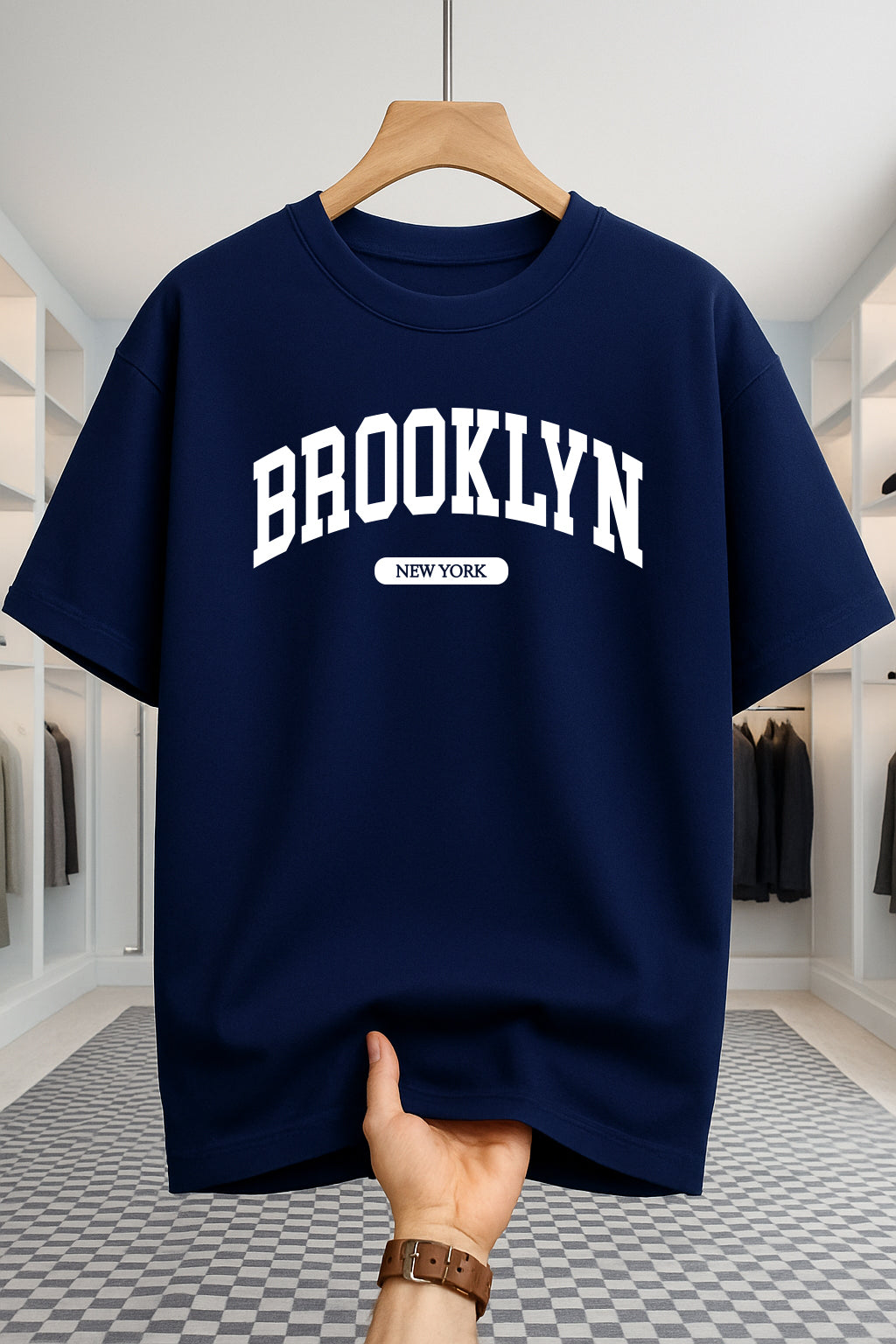 Drop Shoulder T-shirt - Brooklyn - Navy Blue