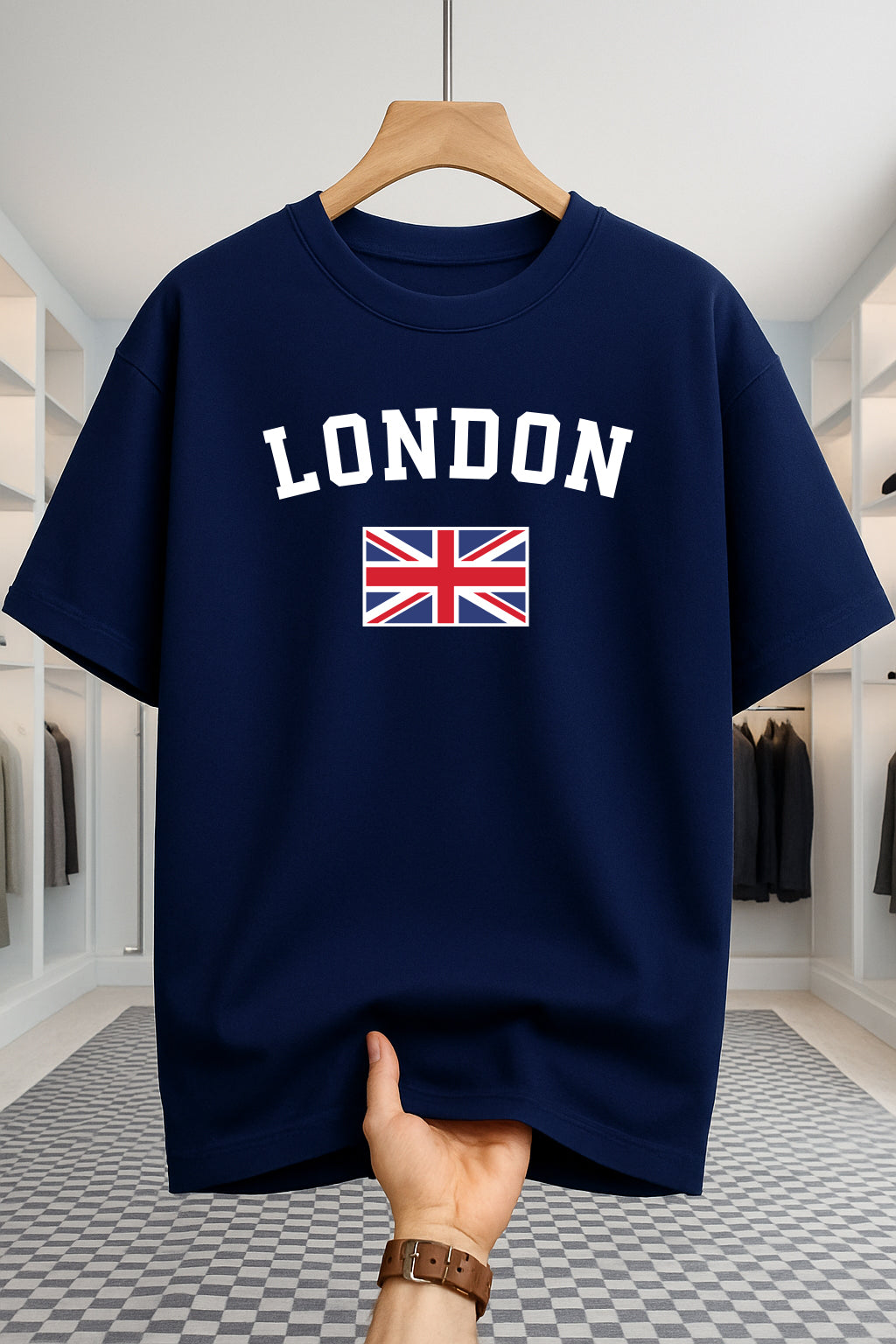Drop Shoulder T-shirt - London - Navy Blue