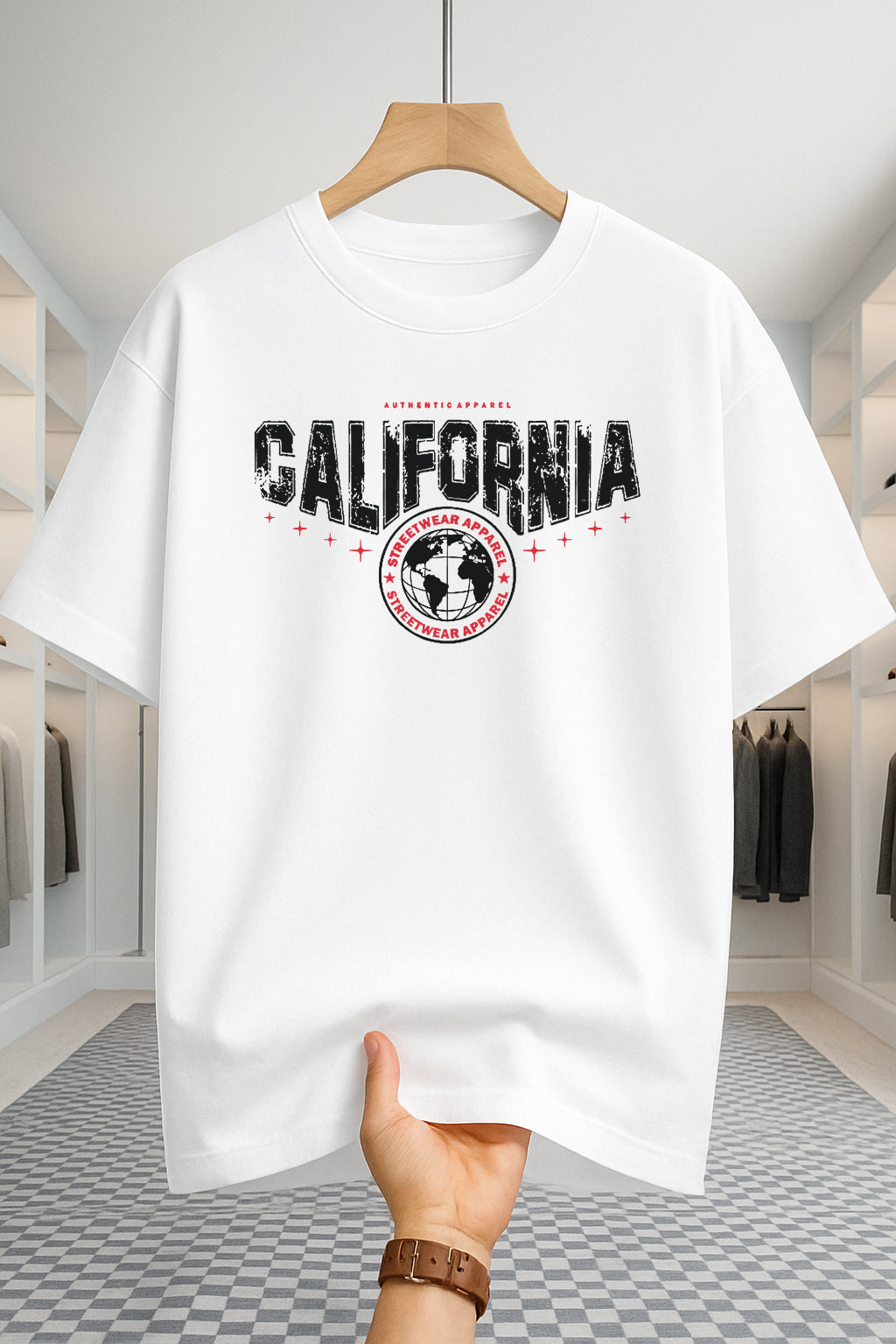 Drop Shoulder T-shirt - California - White