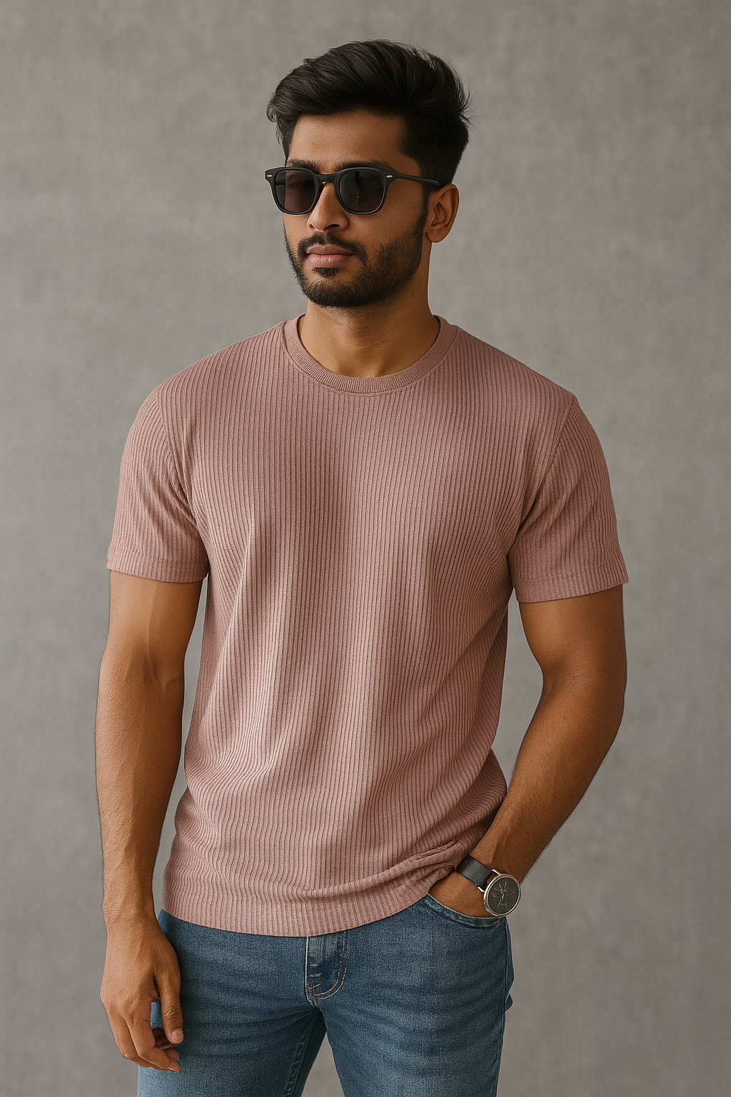 Premium Quality RIB T-shirt - Magenta