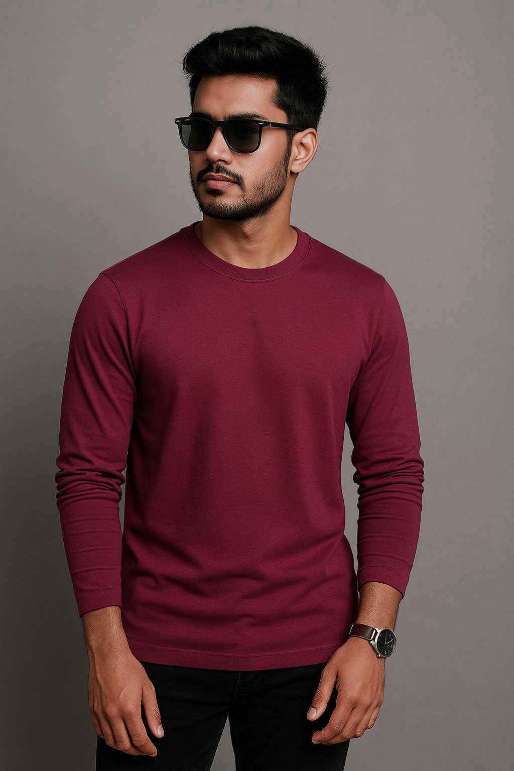 Premium Quality Full Sleeve T-shirt - Maroon