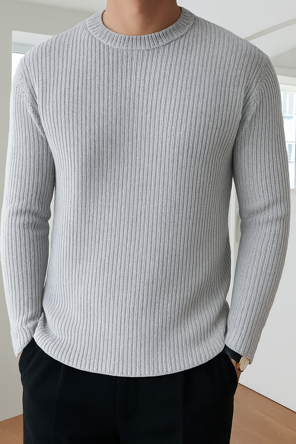 Premium RIB Cotton Full Sleeve T-shirt - Off White