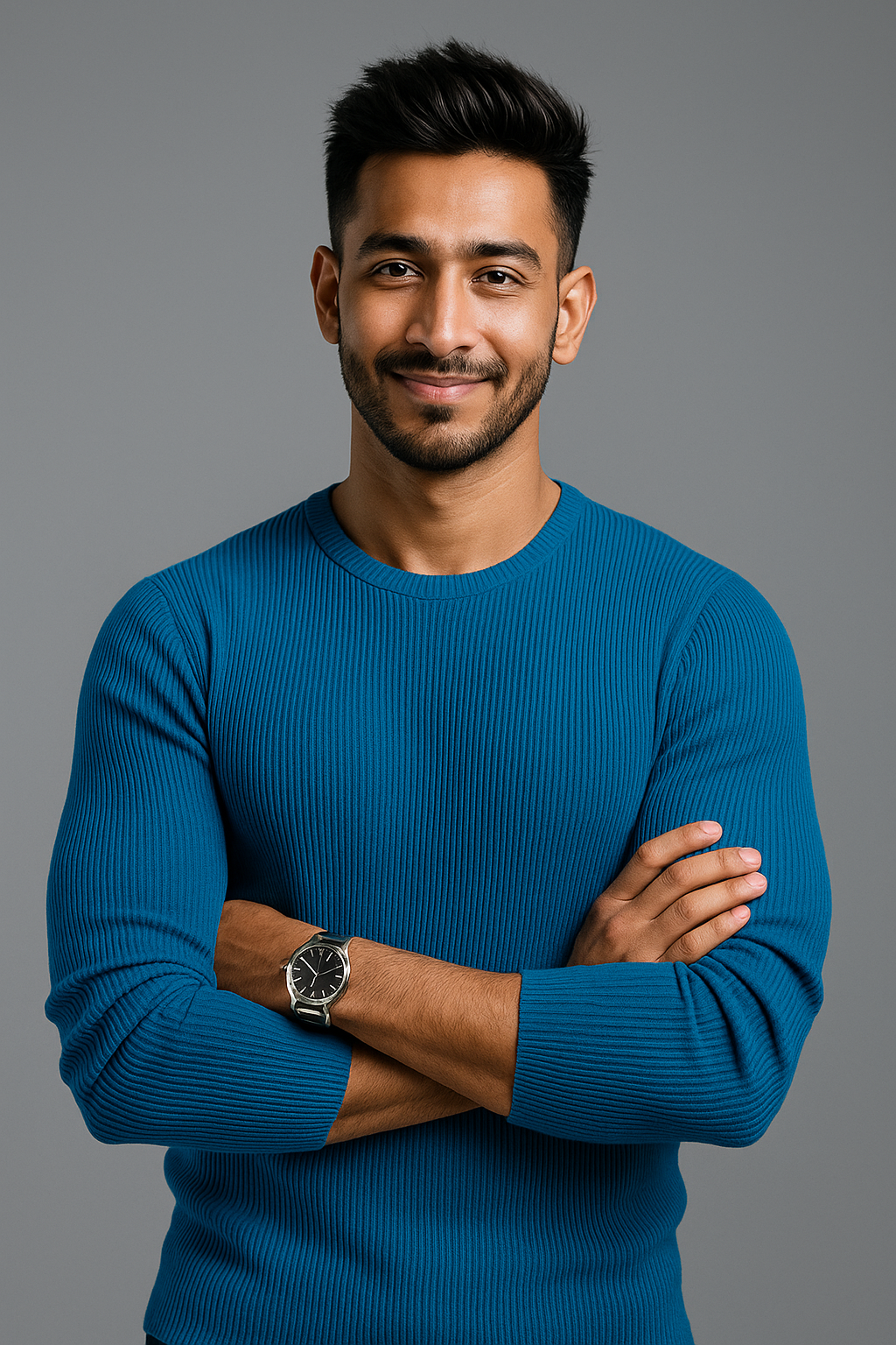 Premium RIB Cotton Full Sleeve T-shirt - Petrol