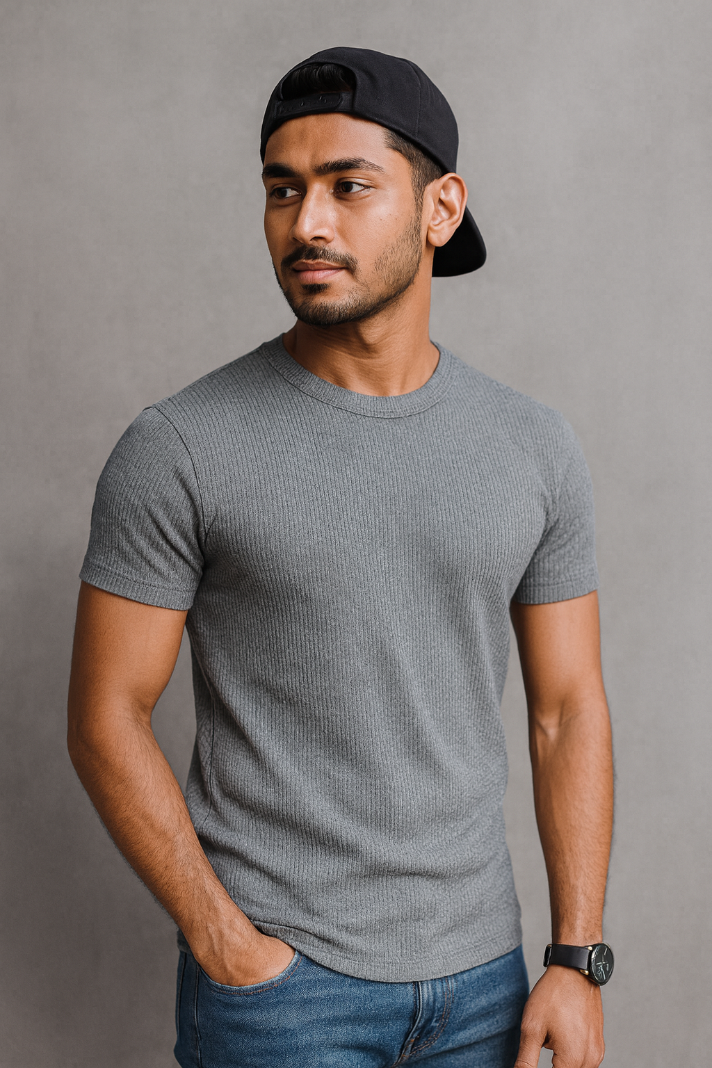 Premium Quality RIB T-shirt - Ash