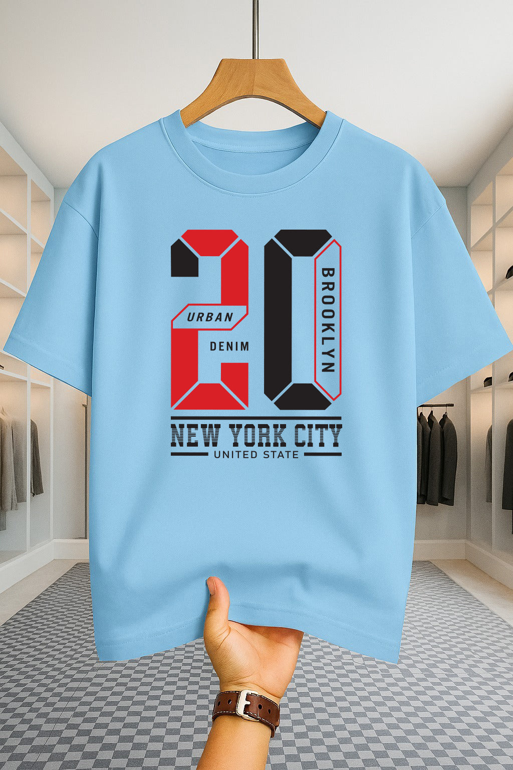 Drop Shoulder T-shirt - 20 - Sky Blue