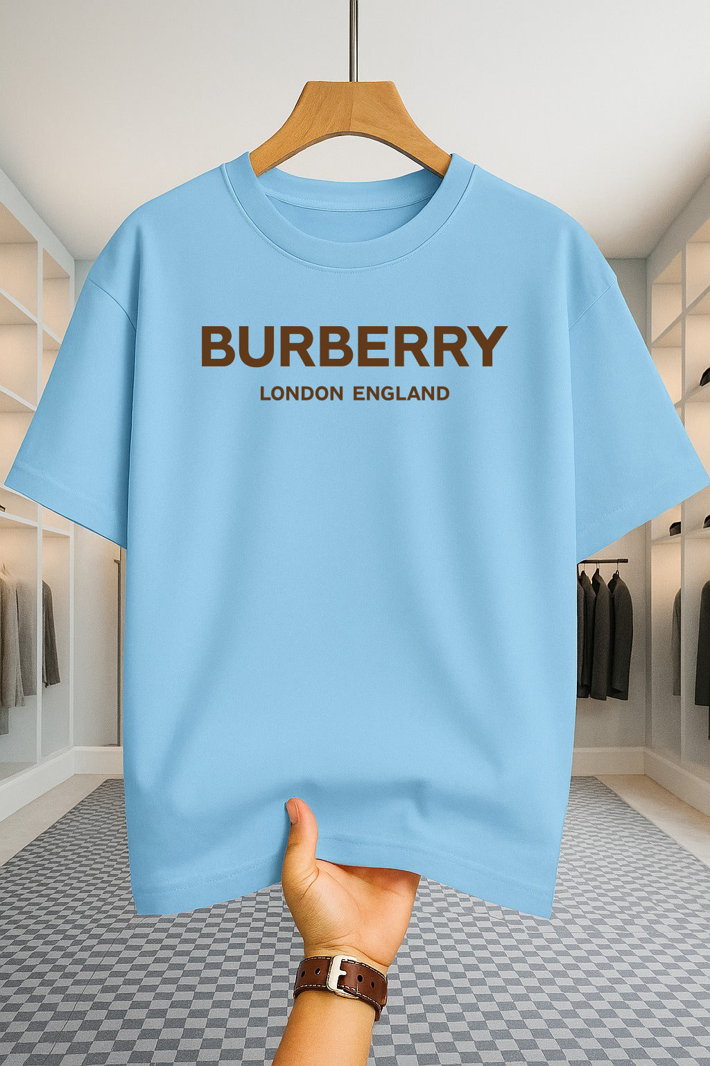 Drop Shoulder T-shirt - Burberry - Sky Blue