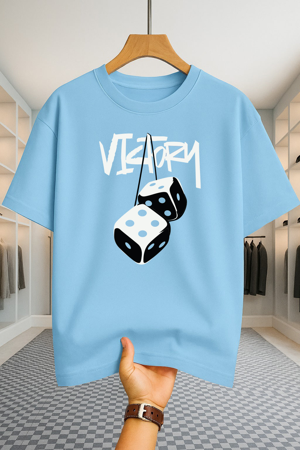 Drop Shoulder T-shirt - Victory - Sky Blue