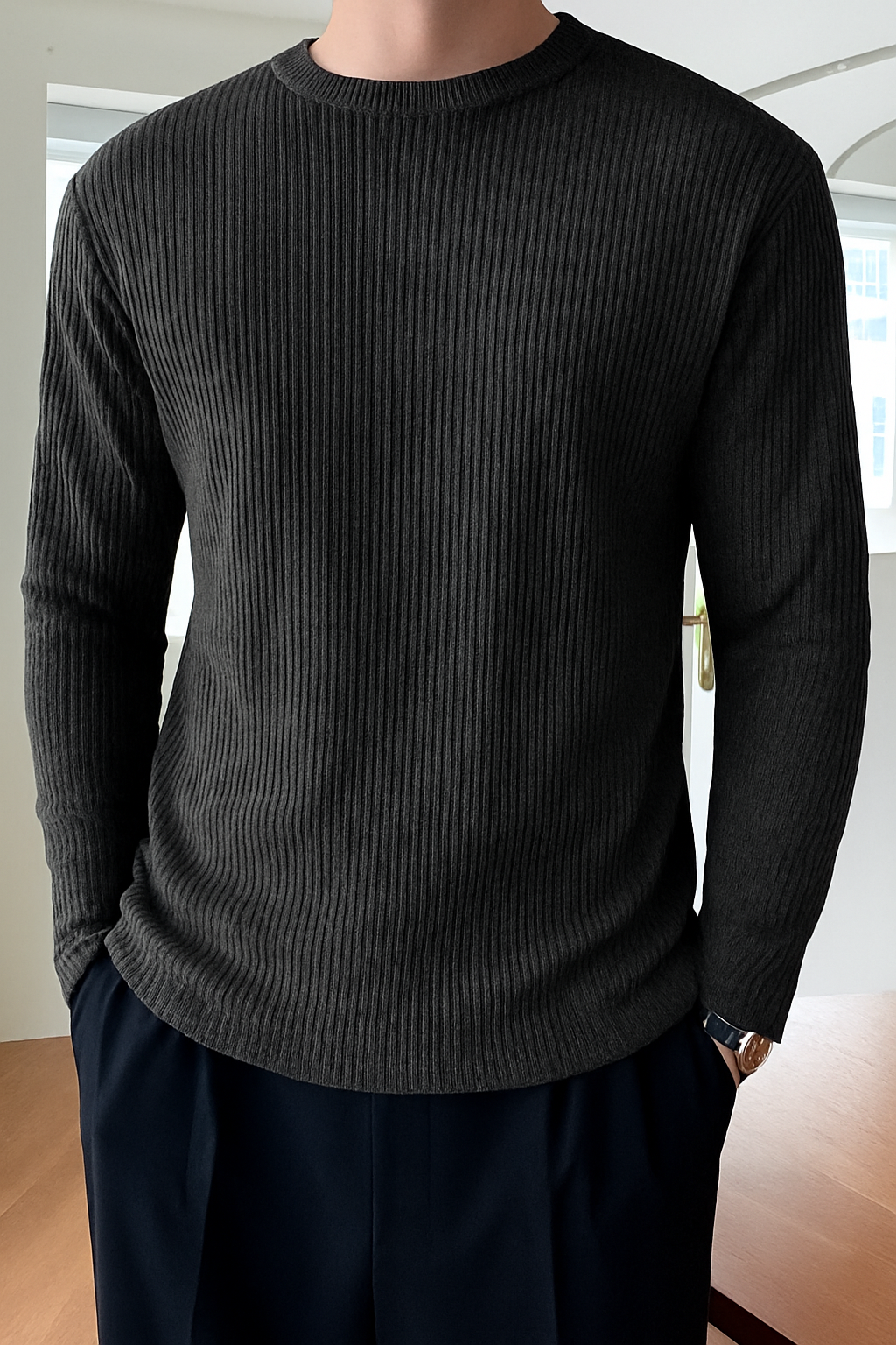 Premium RIB Cotton Full Sleeve T-shirt - Anther
