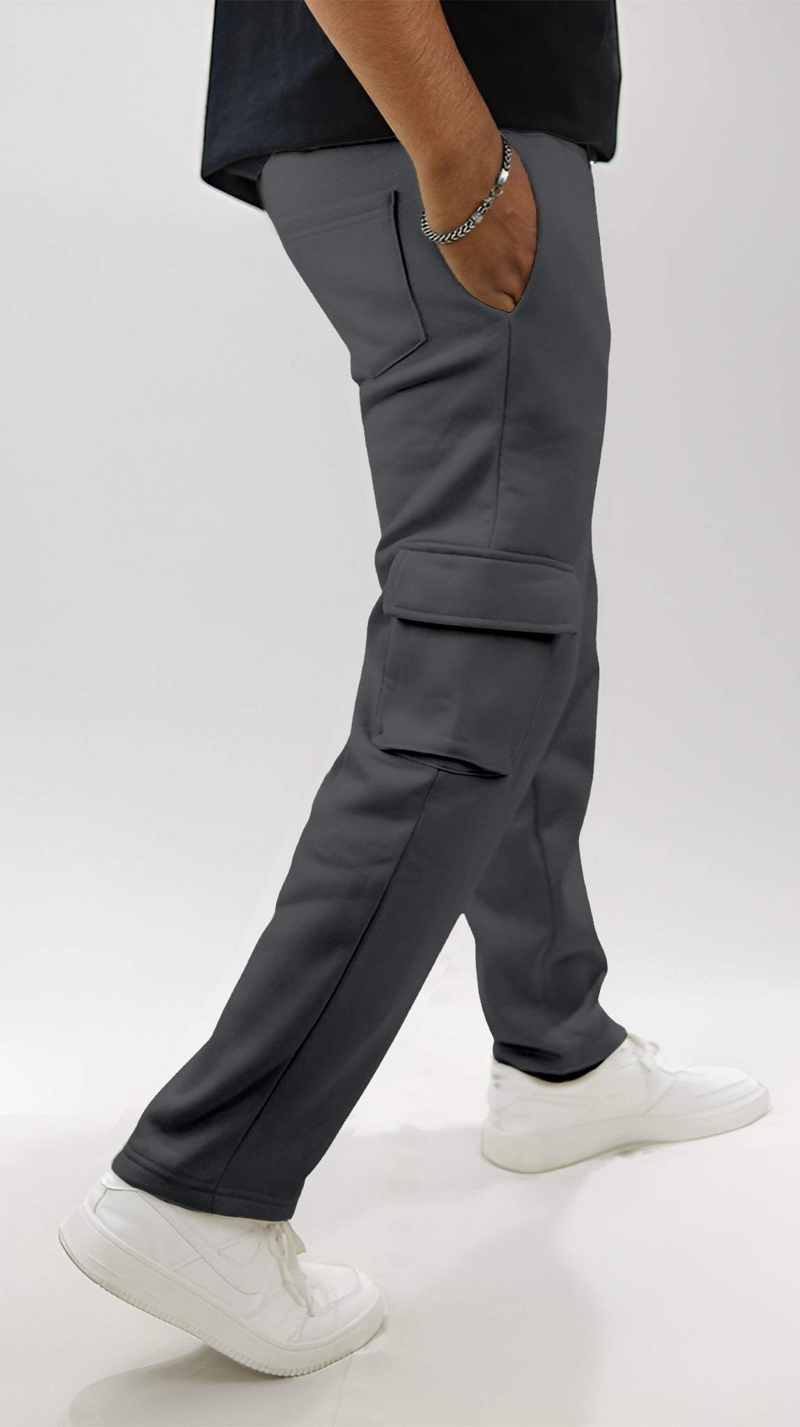 Premium Terry Cotton  Baggy Trouser - Dark grey