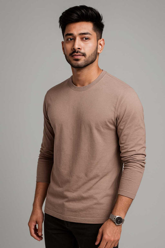 Premium Quality Full Sleeve T-shirt - Biscuit