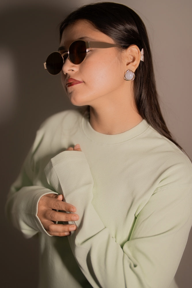 Women's  RIB Cotton Full Sleeve T-shirt - Biscuit