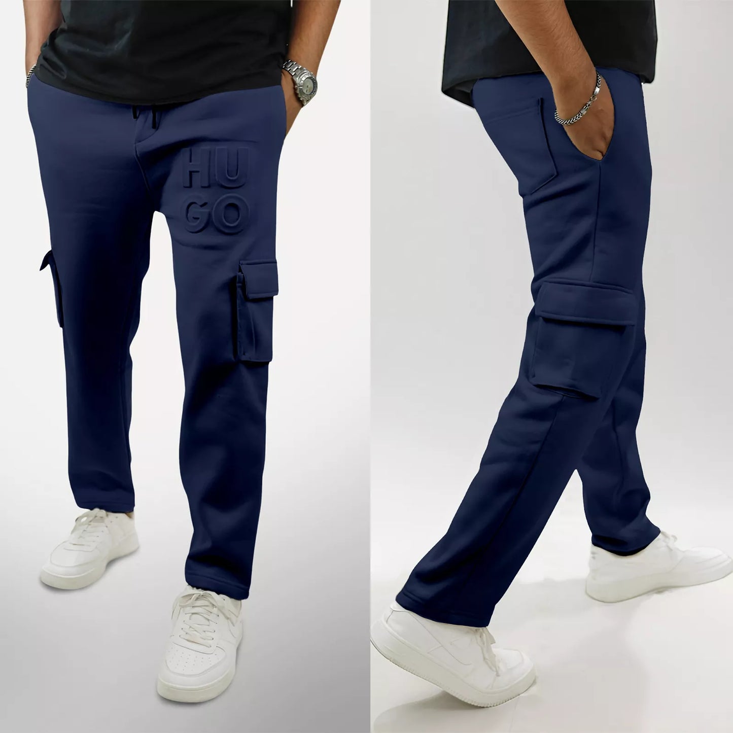 Premium Terry Cotton  Baggy Trouser - Navy