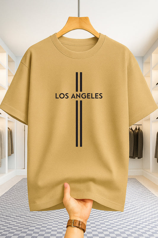 Drop Shoulder T-shirt - Los Angeles - Beige