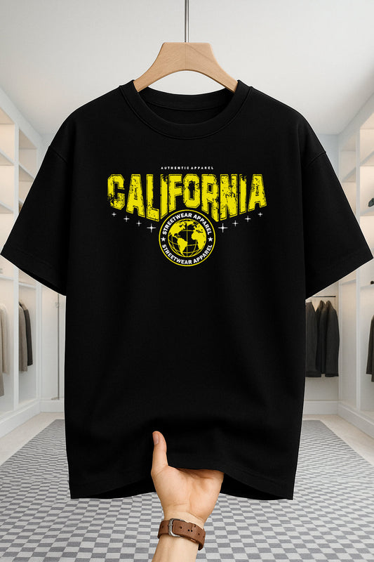 Drop Shoulder T-shirt - California - Black