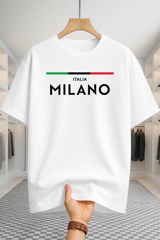 Drop Shoulder T-shirt - Milano Stripe - White