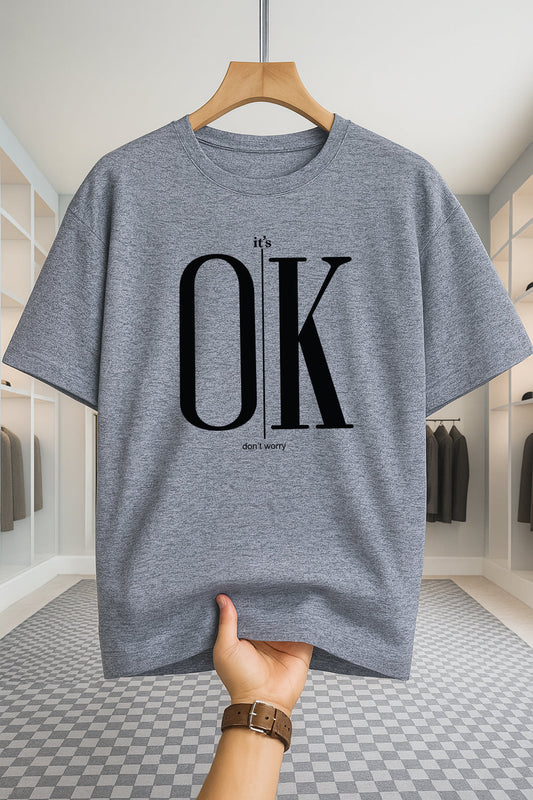 Drop Shoulder T-shirt - OK - Ash