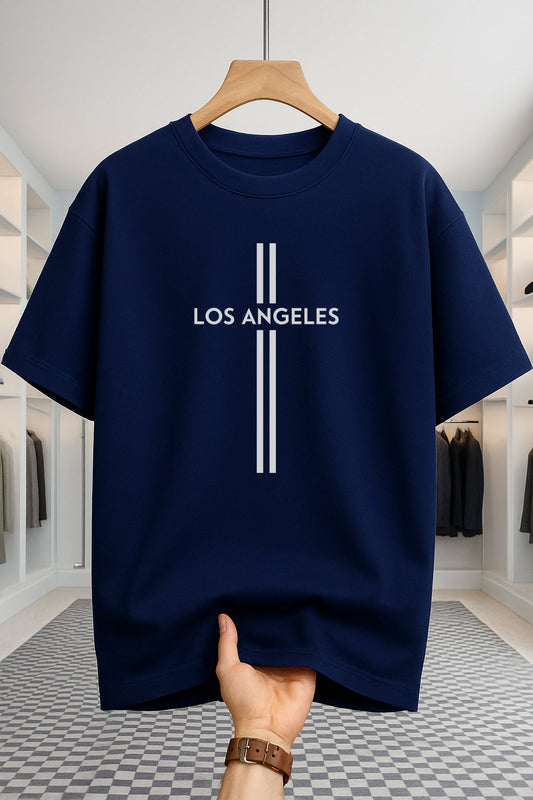 Drop Shoulder T-shirt - Los Angeles - Navy Blue