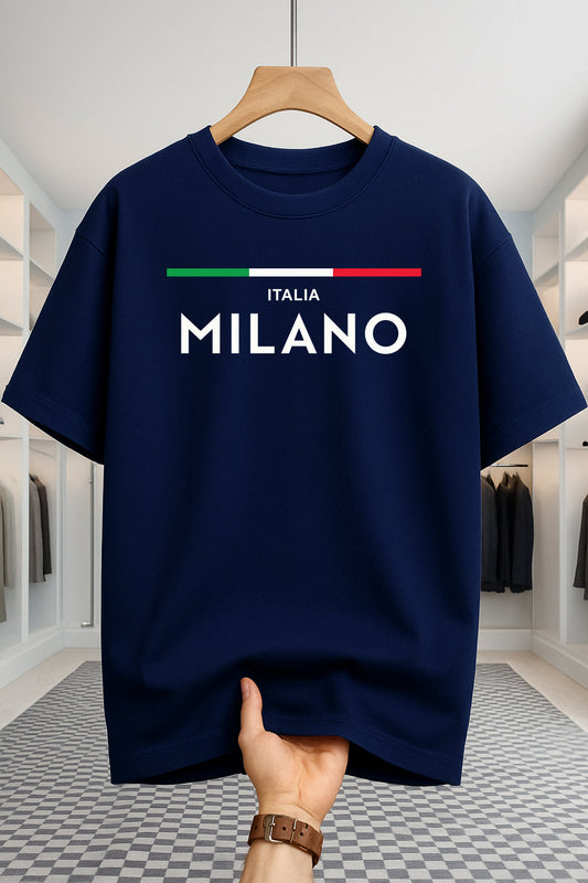 Drop Shoulder T-shirt - Milano Stripe - Navy Blue