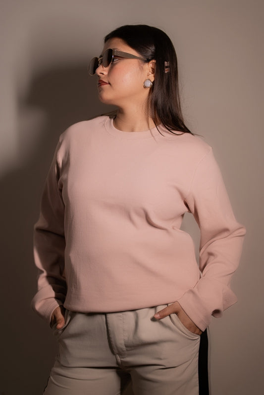 Women's  RIB Cotton Full Sleeve T-shirt - Magenta