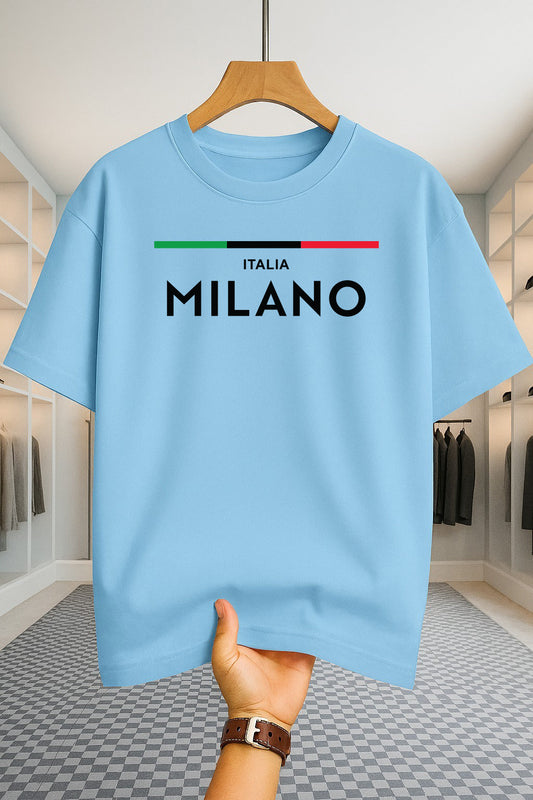 Drop Shoulder T-shirt - Milano Stripe - Sky Blue